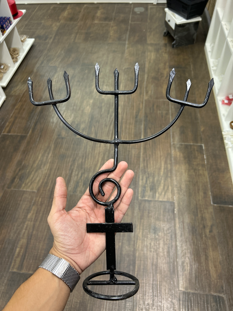 FERRAMENTA DE FERRO - EXU C/CRUZ 35CM PRETO