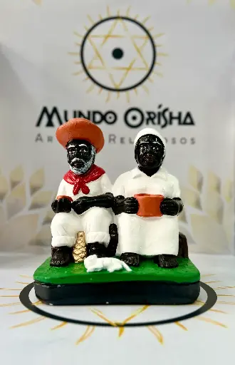 CASAL DE PRETOS VELHOS - 10 CM (GESSO)